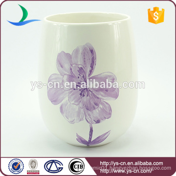 YSwb0010-01 Flower decal ceramic bath waste bin manufacturer